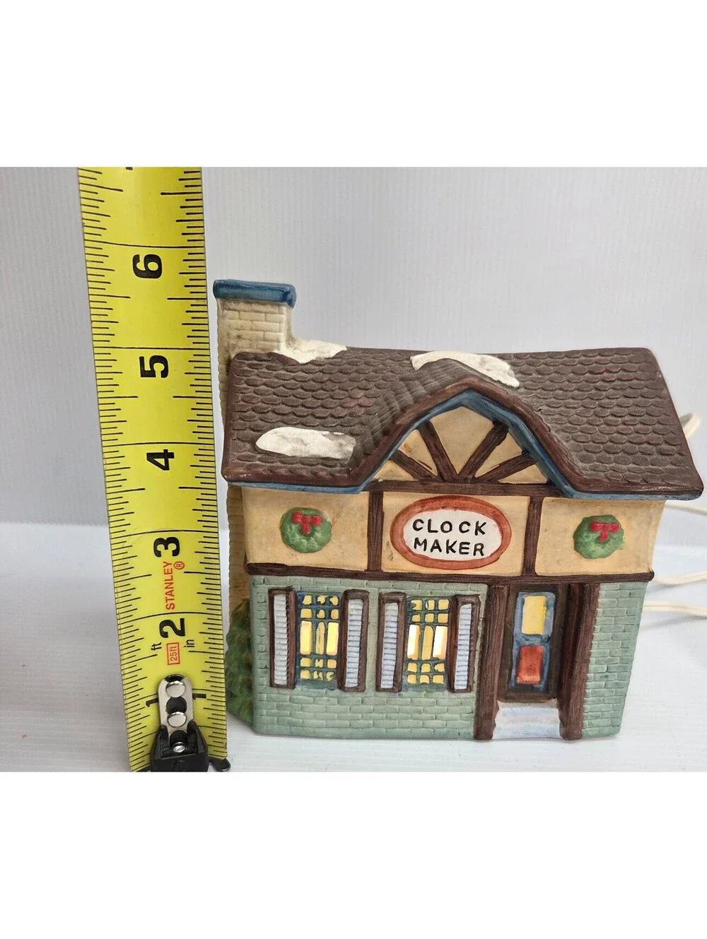Dept 56 Snow Village Clock Maker Lighted Christmas Village House 1993 Tested